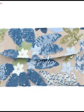 Beaded Floral Clutch Purse Embroidered Evening Bag with Chain